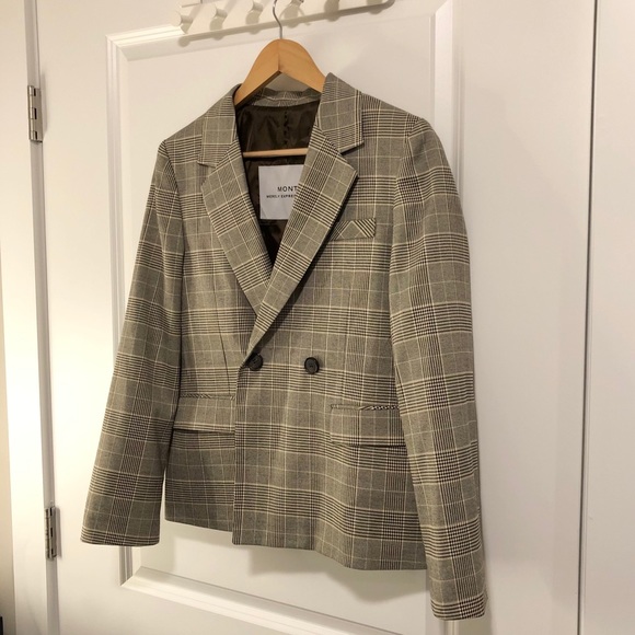 Korean brand Plaid Oversized Blazer shoulder pad - Picture 2 of 4